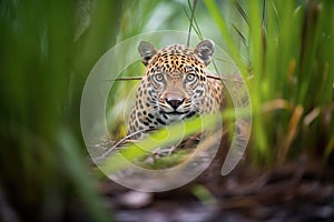 jaguar prowling through underbrush