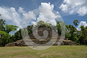 Jaguar Temple at Lamanai Archaeological Reserve, Orange Walk, Belize, Central America photo