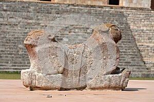 Jaguar throne ï¿½ï¿½ Mayan site Uxmal, Yucatan Peninsula, Mexico.