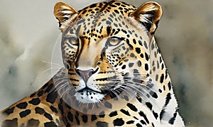 Jaguar Watercolor Animal Painting Artwork Illustration Wild Postcard Digital Art Banner Website Flyer Ads Gift Card Template