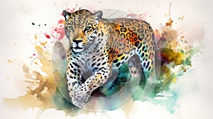 Jaguar watercolor predator animals wildlife