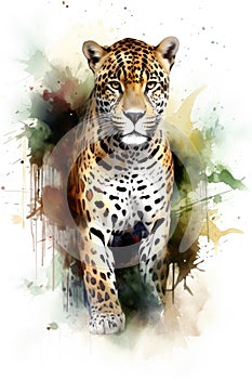 Jaguar watercolor predator animals wildlife