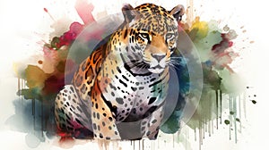 Jaguar watercolor predator animals wildlife