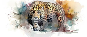 Jaguar watercolor predator animals wildlife