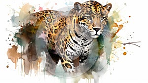 Jaguar watercolor predator animals wildlife