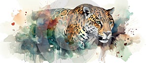 Jaguar watercolor predator animals wildlife