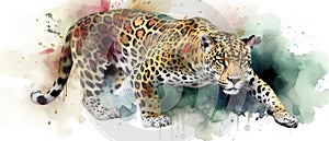 Jaguar watercolor predator animals wildlife