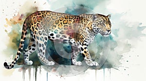 Jaguar watercolor predator animals wildlife