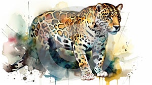 Jaguar watercolor predator animals wildlife