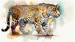 Jaguar watercolor predator animals wildlife