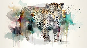 Jaguar watercolor predator animals wildlife