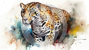 Jaguar watercolor predator animals wildlife