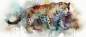 Jaguar watercolor predator animals wildlife