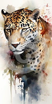 Jaguar watercolor predator animals wildlife