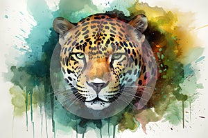 Jaguar watercolor predator animals wildlife