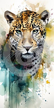 Jaguar watercolor predator animals wildlife