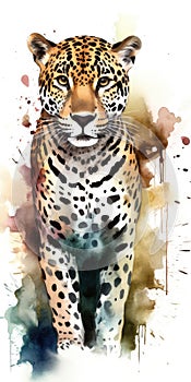 Jaguar watercolor predator animals wildlife