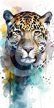 Jaguar watercolor predator animals wildlife