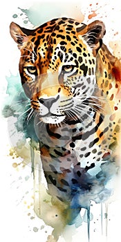 Jaguar watercolor predator animals wildlife