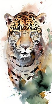 Jaguar watercolor predator animals wildlife