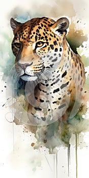 Jaguar watercolor predator animals wildlife