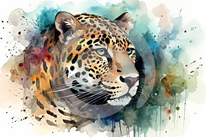 Jaguar watercolor predator animals wildlife