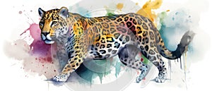 Jaguar watercolor predator animals wildlife