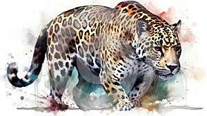 Jaguar watercolor predator animals wildlife