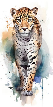 Jaguar watercolor predator animals wildlife