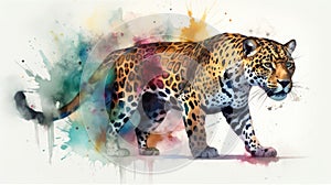 Jaguar watercolor predator animals wildlife