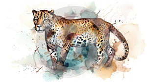 Jaguar watercolor predator animals wildlife