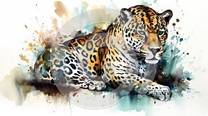 Jaguar watercolor predator animals wildlife