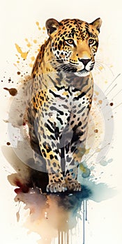 Jaguar watercolor predator animals wildlife