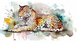 Jaguar watercolor predator animals wildlife