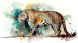 Jaguar watercolor predator animals wildlife