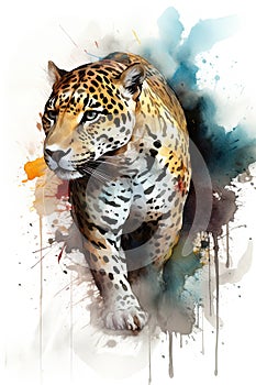 Jaguar watercolor predator animals wildlife