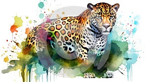 Jaguar watercolor predator animals wildlife