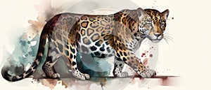 Jaguar watercolor predator animals wildlife