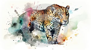 Jaguar watercolor predator animals wildlife