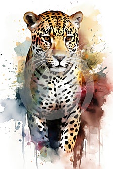 Jaguar watercolor predator animals wildlife