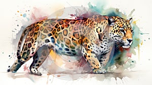 Jaguar watercolor predator animals wildlife