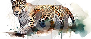 Jaguar watercolor predator animals wildlife