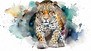 Jaguar watercolor predator animals wildlife