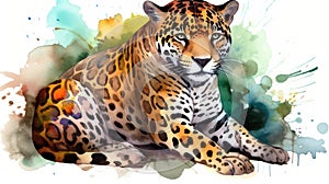 Jaguar watercolor predator animals wildlife