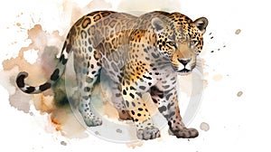 Jaguar watercolor predator animals wildlife