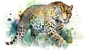 Jaguar watercolor predator animals wildlife