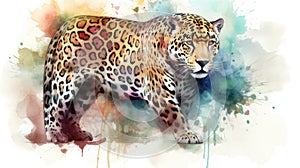 Jaguar watercolor predator animals wildlife