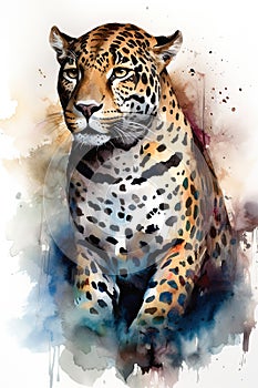 Jaguar watercolor predator animals wildlife