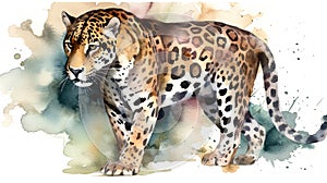 Jaguar watercolor predator animals wildlife