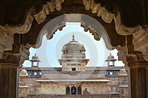 Jahangir Mahal Orchha Fort in Orchha, Madhya Pradesh, India.